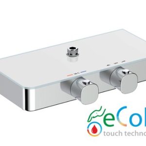 Sprchová termostatická baterie pro 2 odběrná místa, bílé sklo, bez sprchové sady, FORNAX