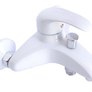 Vanová stěnová baterie bez příslušenství, rozteč 150 mm, klik-klak, bílá-chrom, PERLA