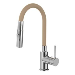 Dřezová stojánková baterie s flexi béžovým ramínkem se sprškou, YOUNG S