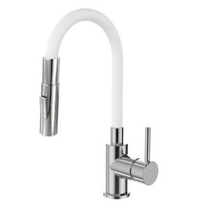 Dřezová stojánková baterie s flexi bílým ramínkem se sprškou, YOUNG S