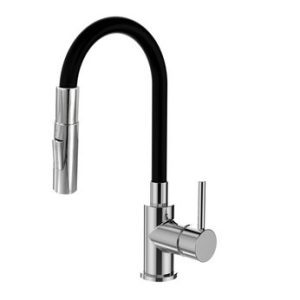 Dřezová stojánková baterie s flexi černým ramínkem se sprškou, YOUNG S