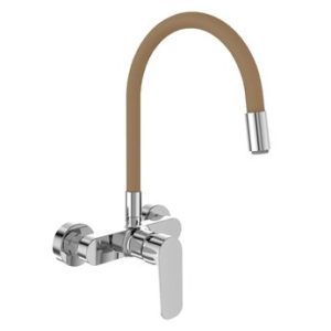 Dřezová stěnová baterie s flexi béžovým ramínkem, rozteč 150mm, DAKOTA