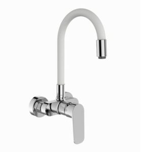 Dřezová stěnová baterie s flexi bílým ramínkem, rozteč 100mm, DAKOTA