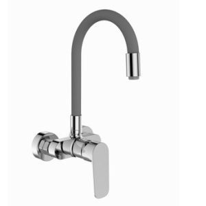 Dřezová stěnová baterie s flexi šedým ramínkem, rozteč 100mm, DAKOTA