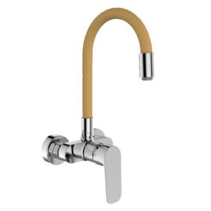 Dřezová stěnová baterie s flexi béžovým ramínkem, rozteč 100mm, DAKOTA