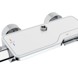 Sprchová termostatická baterie pro 2 odběrná místa, skleněná polička, bez sprchové sady, CETUS