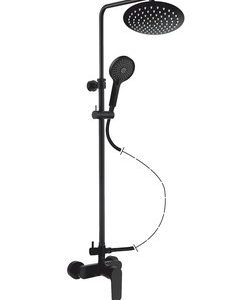 Teleskopické rameno s baterií DAKOTA a kompletní sprchovou sadou (sprchy SUPERSLIM black, ISOLLAZ)