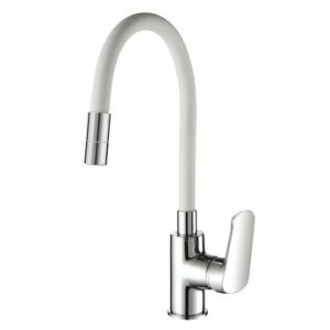 Dřezová stojánková baterie s bílým flexi ramínkem, YOUTH