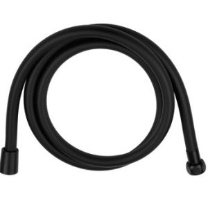 Sprchová plastová hadice, délka 150 cm, 1 otočná koncovka, černá mat